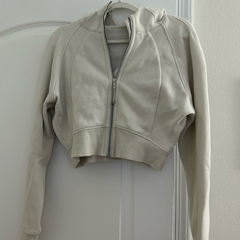 Lululemon cropped full zip / bone